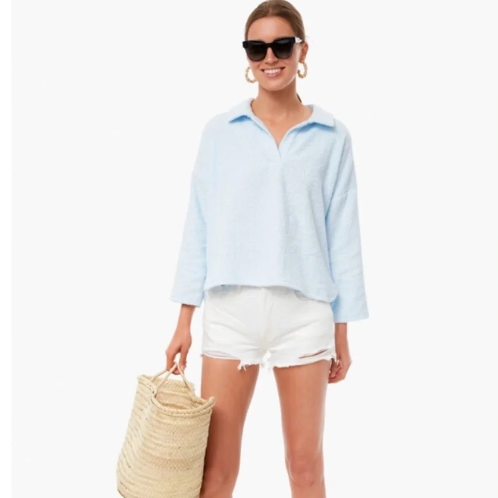 Tuckernuck Pomander Place Terry Cotton Collared Light Blue Pullover NWT Size XS - Picture 12 of 12